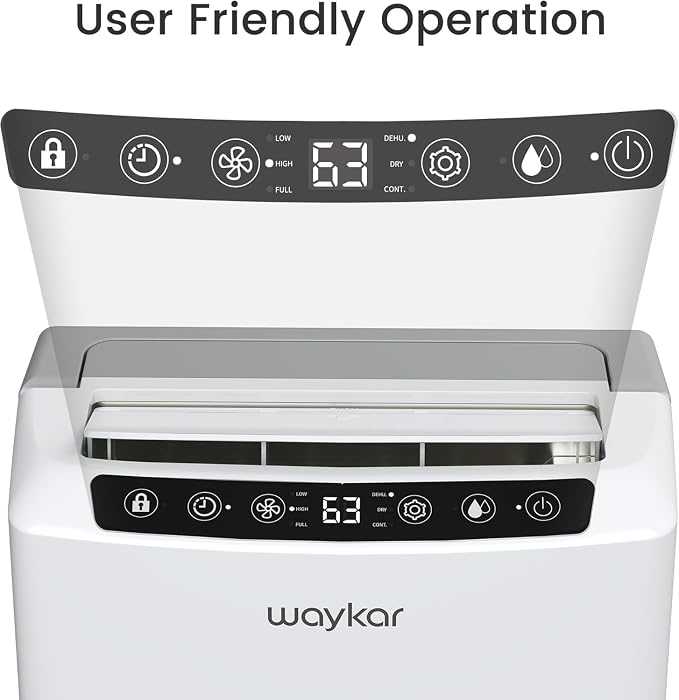 Waykar 2,000 Sq. Ft. 34 Pints 2025 Most Efficient Energy Star Dehumidifier for Basement & Home with Auto or Manual Drainage, 0.62-Gallon Water Tank