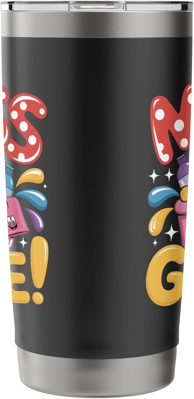 Mess Be Gone Fun Cleaning Supplies Cartoon Art Stainless Steel Insulated Tumbler