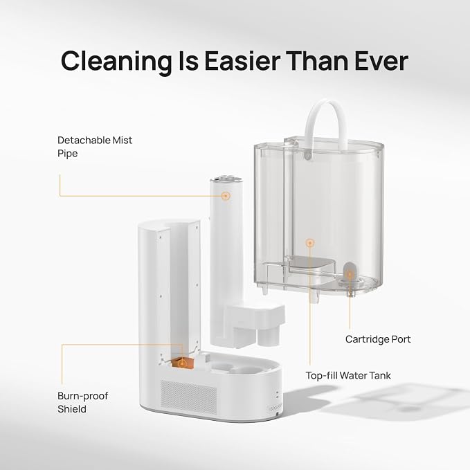 DREO 6L Humidifiers for Bedroom, Smart Warm & Cool Mist for Large Room, 60Hr Quiet Runtime for Baby, Plant, Humidity Sensor, Indicator Light, 12H Timer, Google/Alexa, Grey