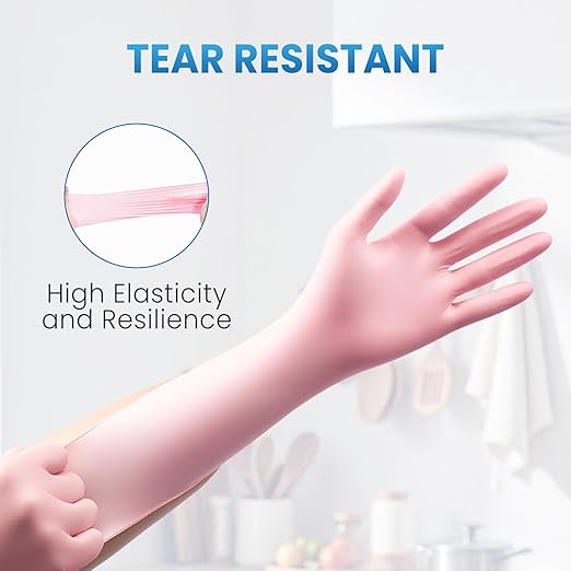 Borje Nitrile Disposable Gloves, Latex & Powder-Free, Food Safe, Cleaning, Esthetician, Cooking, Pink, Small, 100 Count