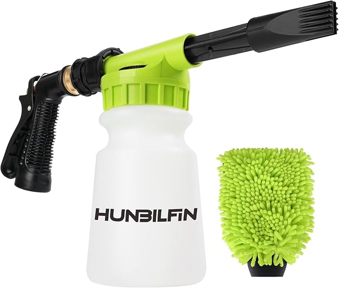 Car Wash Foam Gun + Microfiber Cleaning Mitt - Foam Pot Garden Hoses - Car Wash - Men's Car Accessories - Foam Blaster - Spray Foam Gun Cleaner - Car Foam Sprayer
