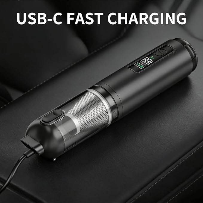 JFX Car Portable Cordless Handheld Vacuum Cleaner with 17000pa Suction Power, 4-in-1 Mini Cordless Vacuum with 3 Suction Mode, Type-C Charge, Handheld Vacuum for Small Jobs, Car, Office Desk, Keyboard