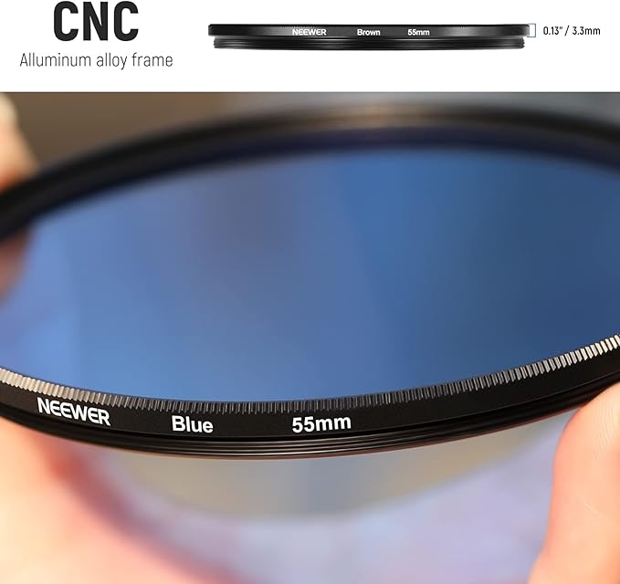 Neewer 9 Pack 55mm Colorful Resin Filter with Red, Orange, Blue, Yellow, Green, Brown, Purple, Pink, Grey Available with 2 Pouches, Camera Lens Accessories