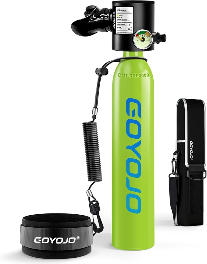 GOYOJO Mini Scuba Tank, Portable Diving Lung Air Tank with DOT Certified, Refillable Emergency Backup Pony Bottle for Snorkeling, Underwater Breathing, Training