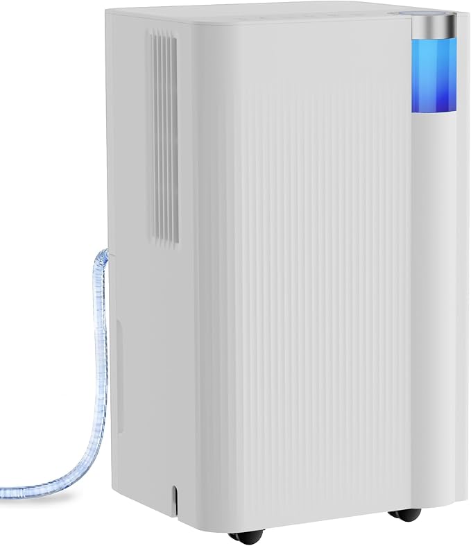 Uthfy 2000 Sq. Ft Dehumidifier for Basement, Max 24 Pint/Day Dehumidifier for Home with Drain Hose, 24H On/Off Timer, 3 Color Ambient Light, Child Lock,Auto Deforest, Quiet for Bedroom,Bathroom,Office