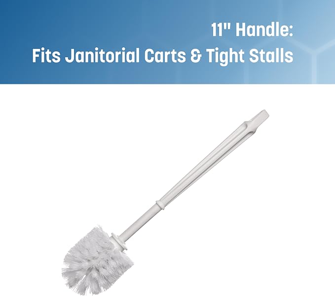 Sparta Flo-Pac Toilet Bowl Brush for Commercial Restrooms, Heavy Duty Toilet Brush with Plastic Handle for Bathrooms, 11 Inches, White