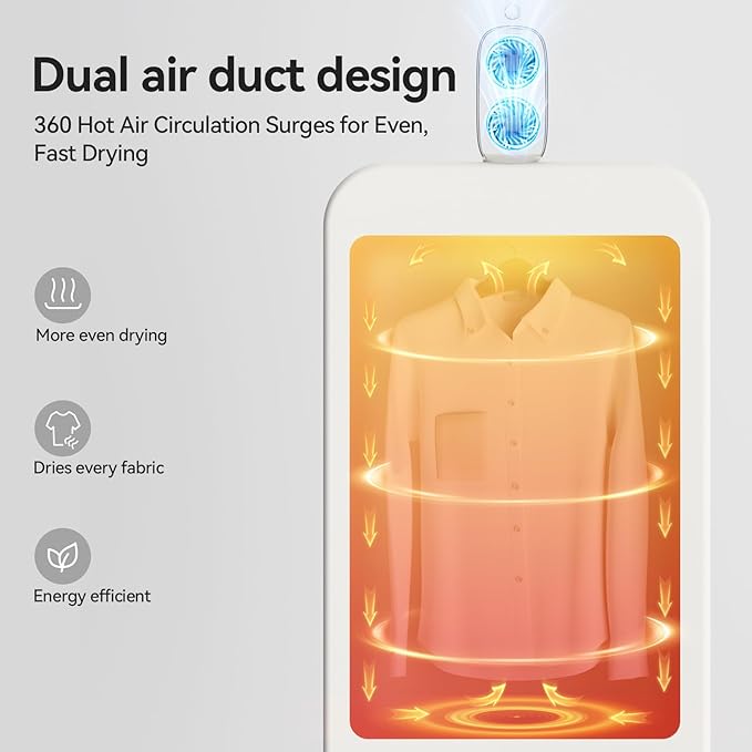 Portable Clothes Dryers for Apartments, High Power Dual Motors, No-Installation Fast Small Mini Clothes Dryer, Compact Electric Dryer for RV, Home Use, Travel Clothes Dryer