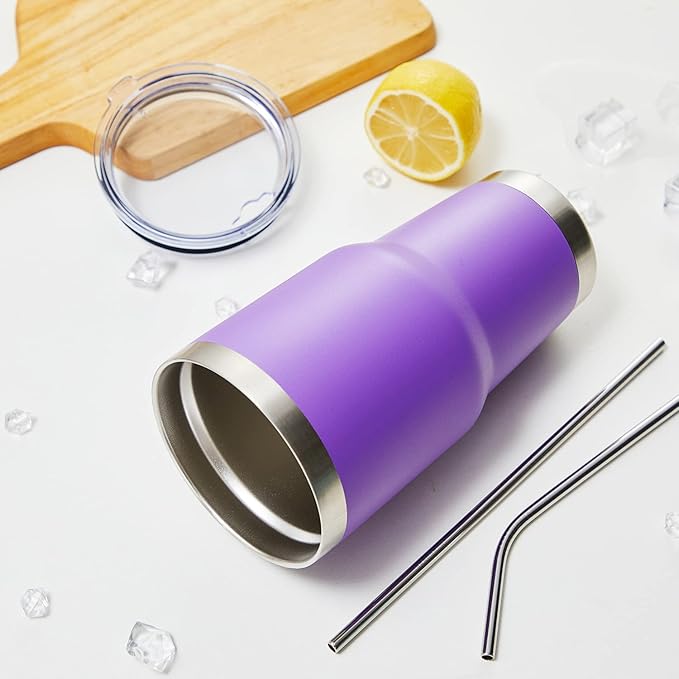 MEWAY 30oz Tumbler Double Wall Vacuum Insulated Travel Mug, Stainless Steel Tumbler with Lid, Durable Powder Coated Insulated Coffee Cup for Cold & Hot Drinks (Purple,1 PACK)