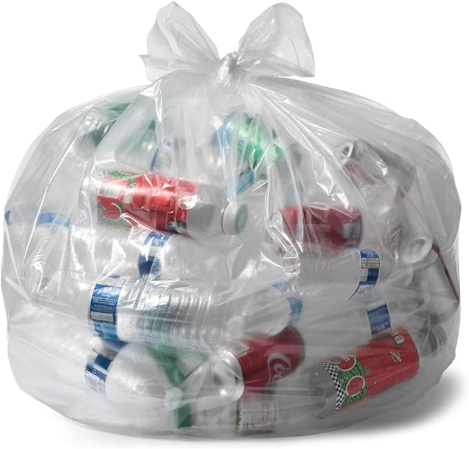 Aluf Plastics 45 Gallon 0.9 MIL Clear Garbage Bags - 36" x 47" - Pack of 400 - For Industrial, Healthcare, & Municipal