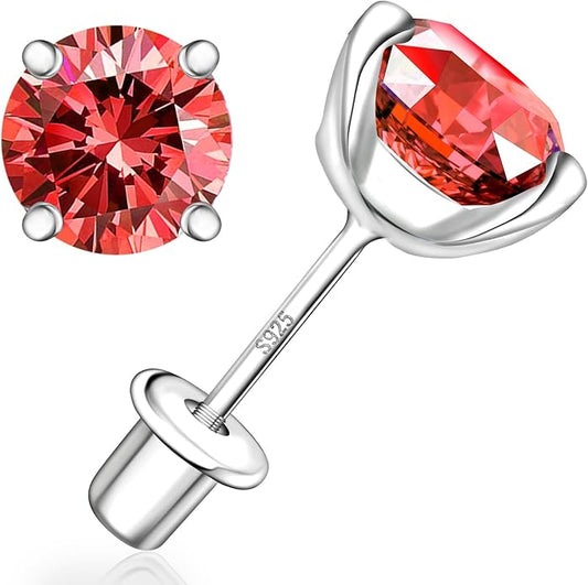 Moissanite Screw Back Earrings Studs - 0.2CT-4CT Moissanite Earrings for Women 925 Sterling Silver Piercing Real Colorful Moissan Hypoallergenic Jewelry Ear Stud Gifts