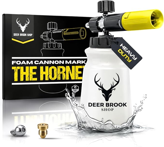 Hornet Foam Cannon for Pressure Washer - Soap Dispenser for Power Washer - 4000 PSI Adjustable Car Wash Sprayer with Wide Mouth - 1/4" Quick Connector - Wide Mouth 1L Bottle