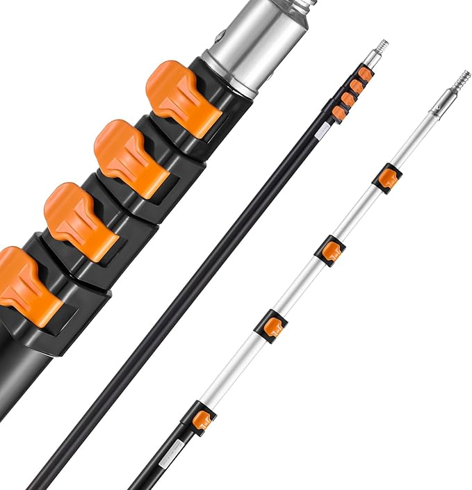 VEVOR Telescopic Extension Pole, 7-30 FT Multi-Purpose Extension Pole, Sturdy Aluminum Alloy Paint Extendable Pole with Flip-Lock Design, Telescopic Pole for Painting, Dusting and Cleaning