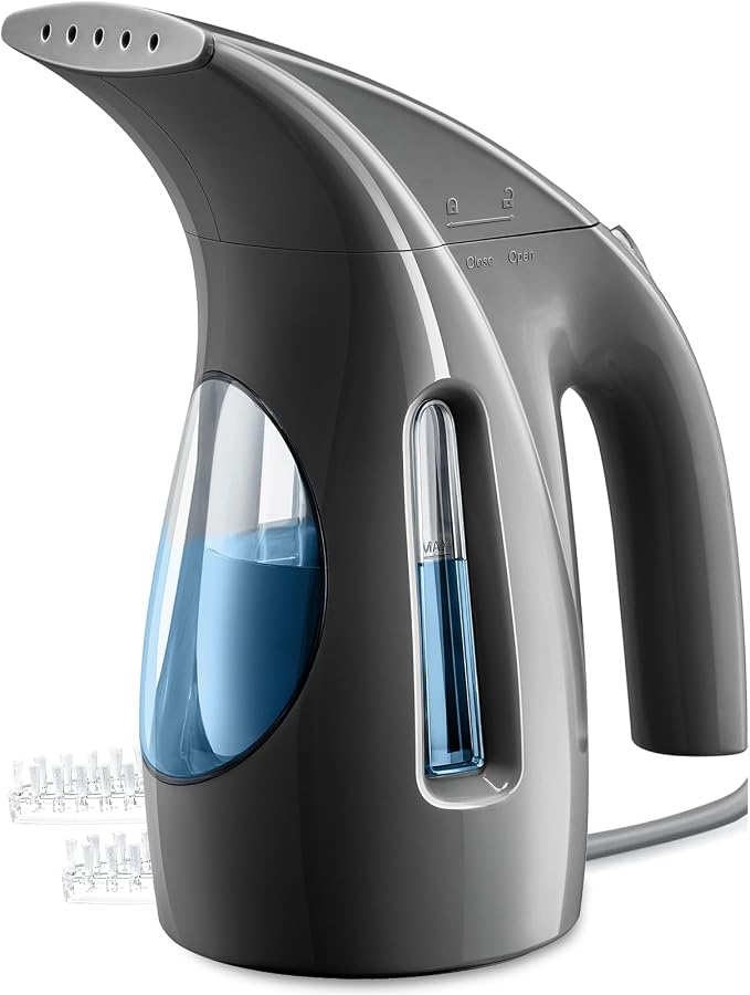 HiLIFE Steamer for Clothes, Portable Handheld Design, 240ml Big Capacity, 700W, Strong Penetrating Steam, Removes Wrinkle, for Home, Office(ONLY FOR 120V) (Ink Black)