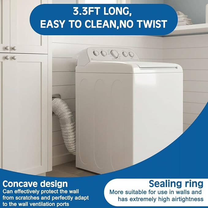 Magnetic Dryer Vent Coupling DV-180 Airtight Seal Dryer Vent Connector Kit Easy to Clean magnetic dryer vent connector kit, Quick Connector Including a 2.6ft 4" Duct and two Clamps