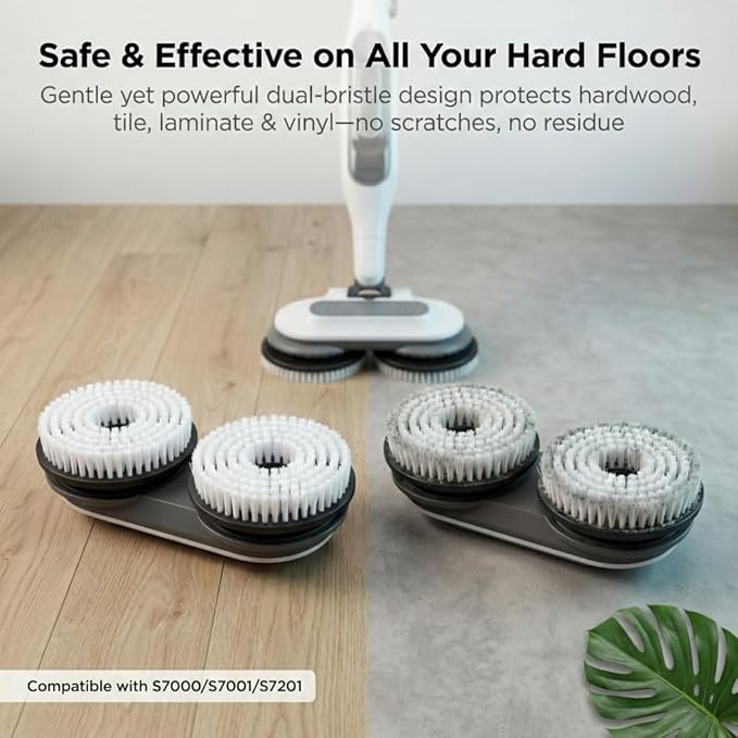 2 Pack Nylon Replacement Brush Pads Compatible with Shark S7000 S8000 Series, Heat Resistant Scrub Mop Pads, Heavy Duty Floor Cleaning Pads for Tile Hardwood Marble Floors