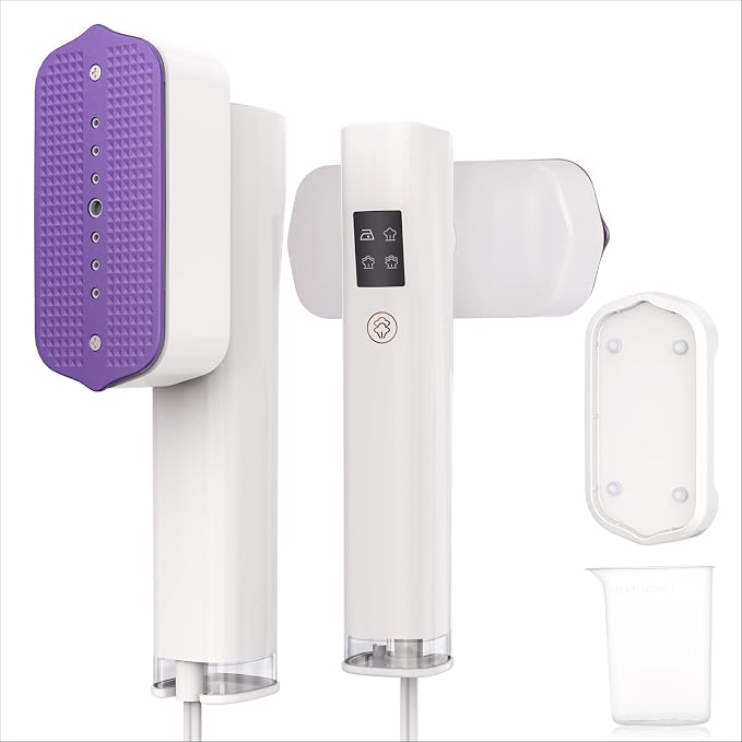 Portable Clothes Steamer, 1300W, 1.54 lbs Light, 3 Steam Levels, 20 Min Continuous Steam, Powerful Wrinkle Removal for Travel, Office, Home (110-120V)