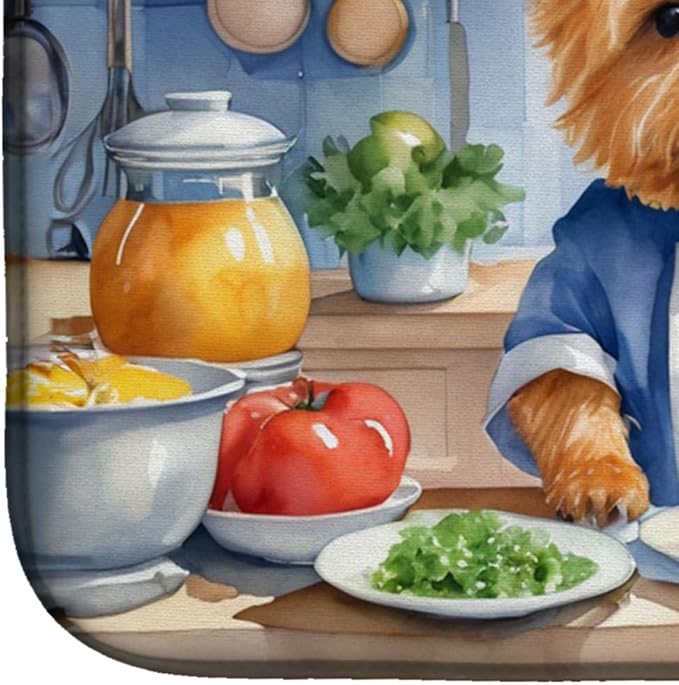 Caroline's Treasures DAC6292DDM Norwich Terrier The Chef Dish Drying Mat Absorbent Dish Drying Mat Pad for Kitchen Counter Dish Drainer Mat for Countertop, 14 x 21", Multicolor