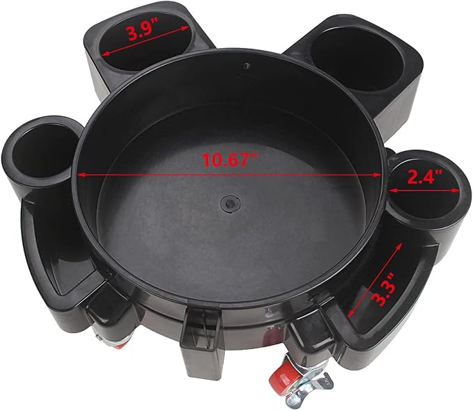 LCGP Bucket Dolly 5 Gallon Car Wash Professional Detailing Bucket Dolly with Heavy Duty Wheel Casters, Black