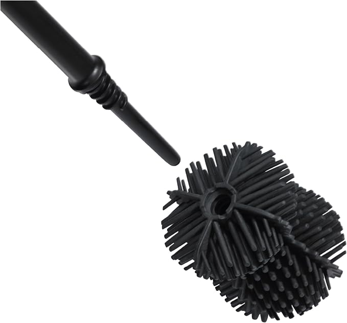 ReBorn Recycled Toilet Brush - Bathroom Toilet Bowl Brush & Holder - Anti Drip 360° Hourglass Brush Head - Closed Fit Storage Cover - Replaceable Heads - Made in Britain (Graphite Black)
