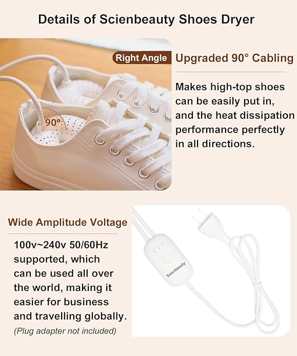 Scienbeauty Electric Shoe Dryers, Portable Boots Dryer Machine with 3/6/9 Hours Timer, Drying for Footwear, Socks, Ski Boots