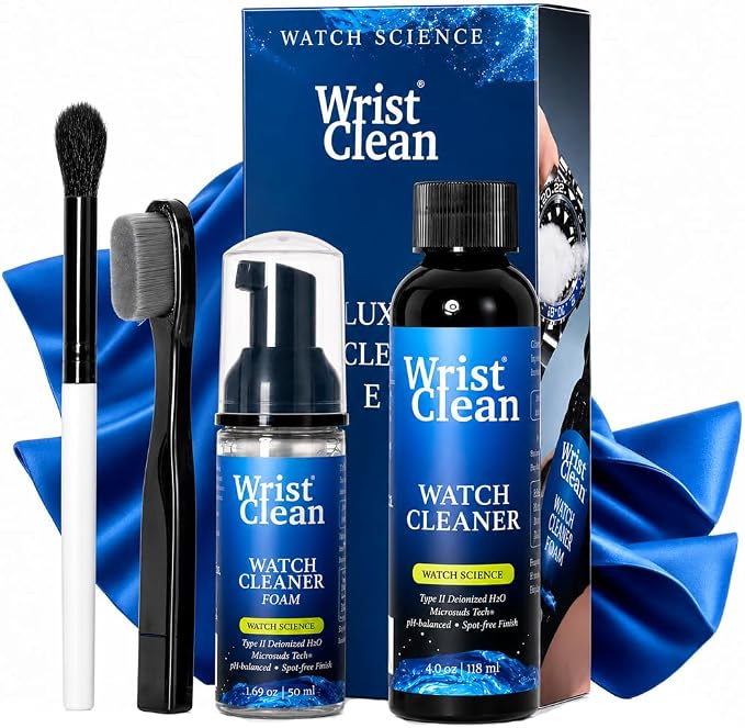 Deluxe Watch Cleaning Kit with Microsuds Tech | Watch Cleaner 50ML Foam, 4oz Refill, Large Watch & Jewelry Cleaner Cloth, Jewelry Cleaning Brush | USA Made (5 piece set)