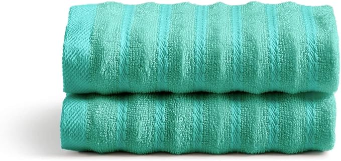Cosy House Collection Luxury Rayon Derived from Bamboo Blend 2-Pack Towel Set - Ultra Soft, Absorbent and Quick Drying - Plush Cotton Hotel Spa Quality - 14" x 14" (Washcloth, Turquoise)