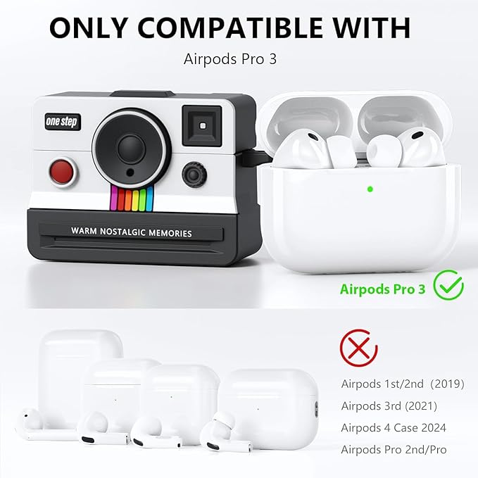 Retro Cases for Apple Airpods iPods Pro 3 Case Cover 2025 - VISOOM Designer Cute Silicone Airpods iPods Pro 3rd Generation Case Cover with Airpod Accessories, Airpod iPod Pro3 Protector Cases-White
