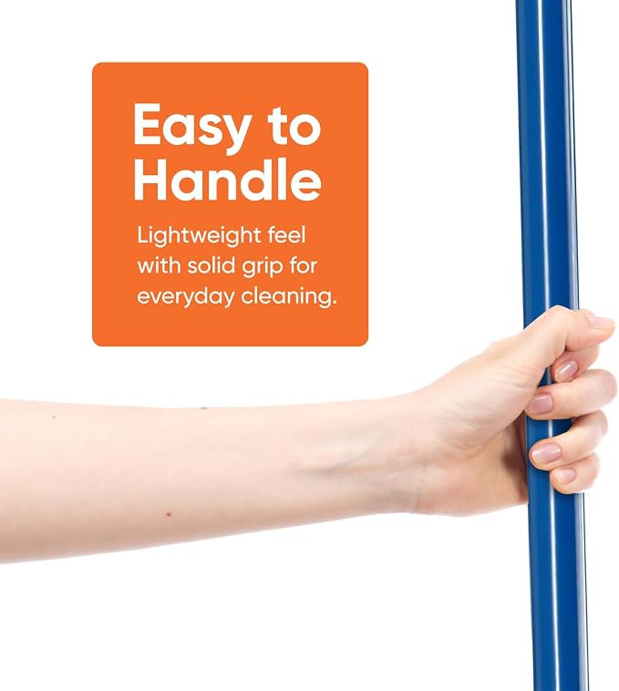 Superio Heavy Duty Alloy Steel Mop & Broom Handle, 48 Inch Long, Universal Threaded Metal Handle for Cleaning Tools, Durable Rust-Resistant Pole with Hanging Loop, Grey, 2 Pack