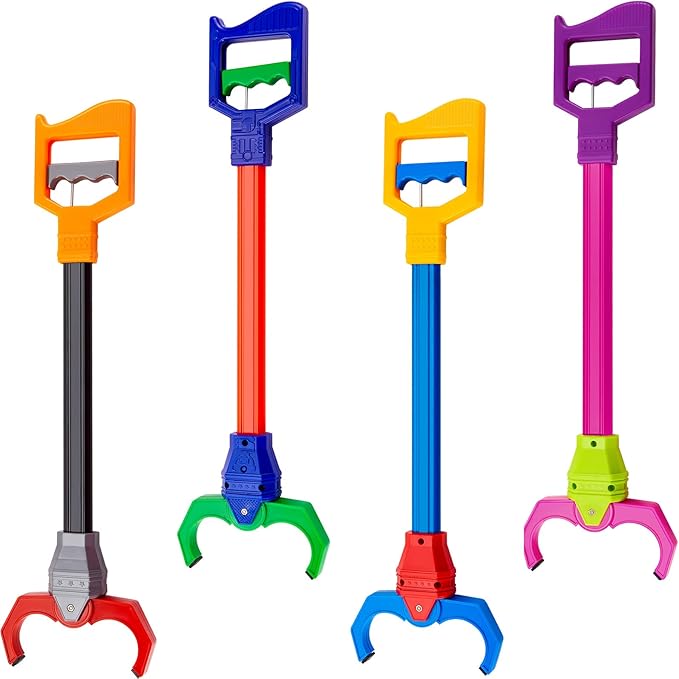 Lewtemi Interactive Grabber Claw Toy for Kids, 18 Inch Robot Arm Hand Claw Reacher Pickup Tool, Hand Eye Coordination & Fine Motor Skills Stem Toys Gift Pack for Boys Girls(Multicolor,4 Pcs)