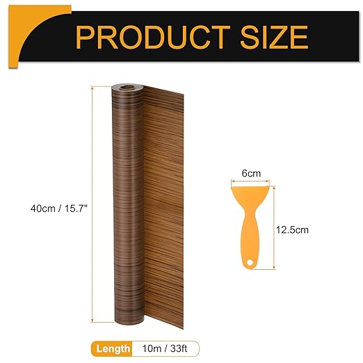 HARFINGTON Wood Grain Repair Tape 15.7 Inch x 33ft Self Adhesive Repair Patch Tape Simulated Wooden Floor Tapes with Plastic Scraper for Tables Doors Windows Furniture, Light Brown Wood
