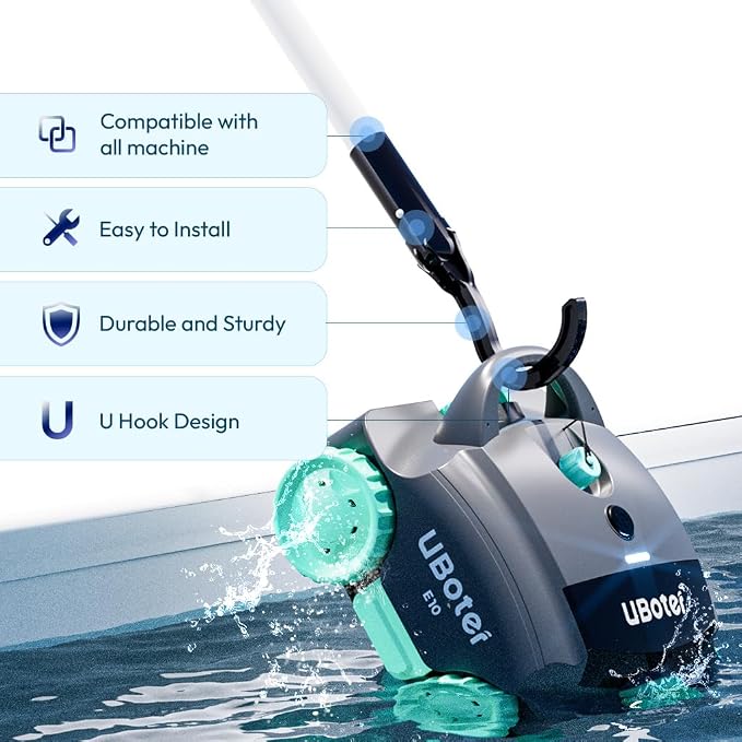 Pool Vacuum,UBoter E10 Cordless Robotic Pool Cleaner, Dual-Layer Filtration,Powerful Obstacle Crossing, Enhanced Edge & Corner Cleaning,120-Min for Above-Ground & Flat-Bottom Pools to 860 Sq.Ft