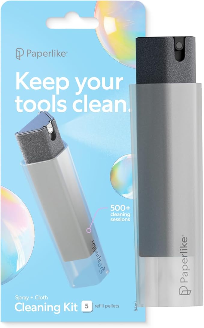 Paperlike® All-in-One Cleaning Kit - Refillable Microfiber Spray Bottle & Cleaning Solution + 5 Refill Tablets - Safe for iPad & Electronic Displays