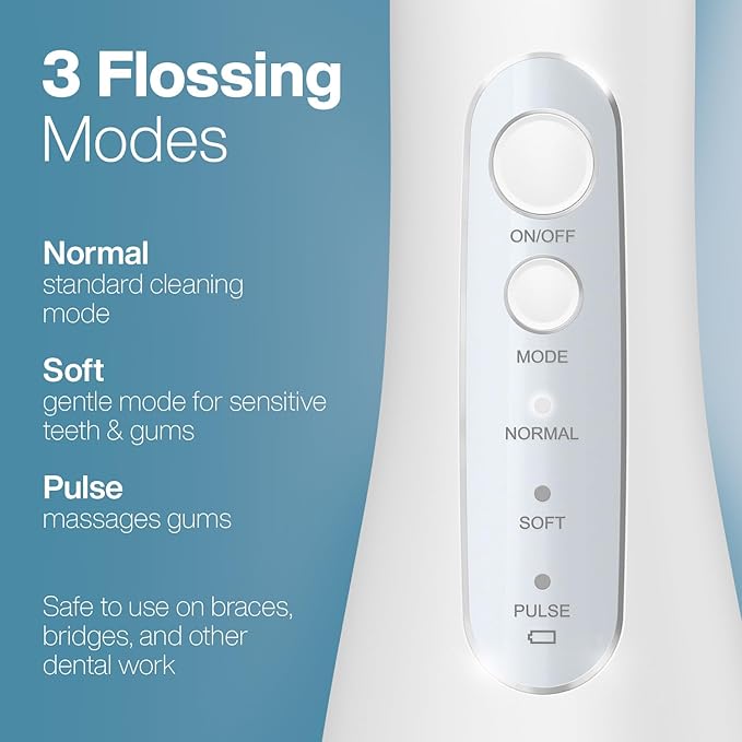 AquaSonic Aqua Flosser PRO - Rechargeable Electric Cordless Water Flosser for Teeth, Gums & Tongue - Waterproof Modern Design, 300ml Large Tank, 3 Modes, 6 Jet Tips, Deluxe Tongue Nozzle - Optic White