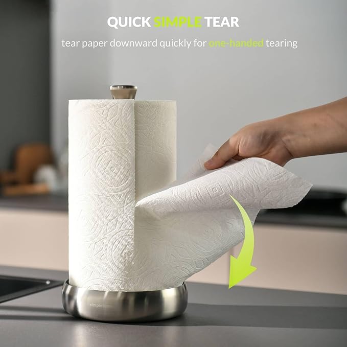 simpletome Heavy Duty Paper Towel Holder Countertop Prevent Kitchen Paper from Unraveling (Brushed Stainless Steel)