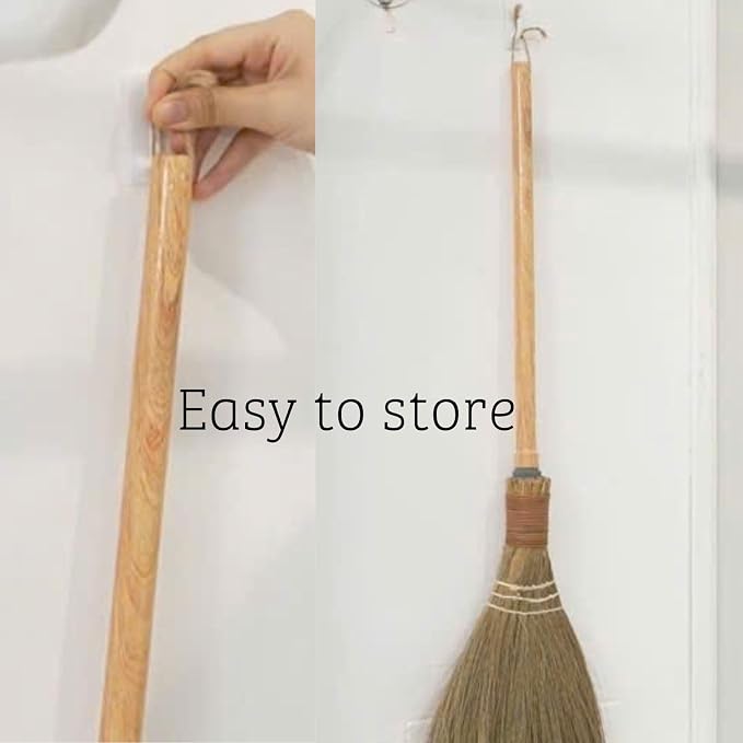 BMart Home Small Natural Whisk Sweeping Hand Handle Broom - Vietnamese Straw Soft Broom for Cleaning - Decoration Items - Indoor - Outdoor - 9.84'' Width, 27.95" Length