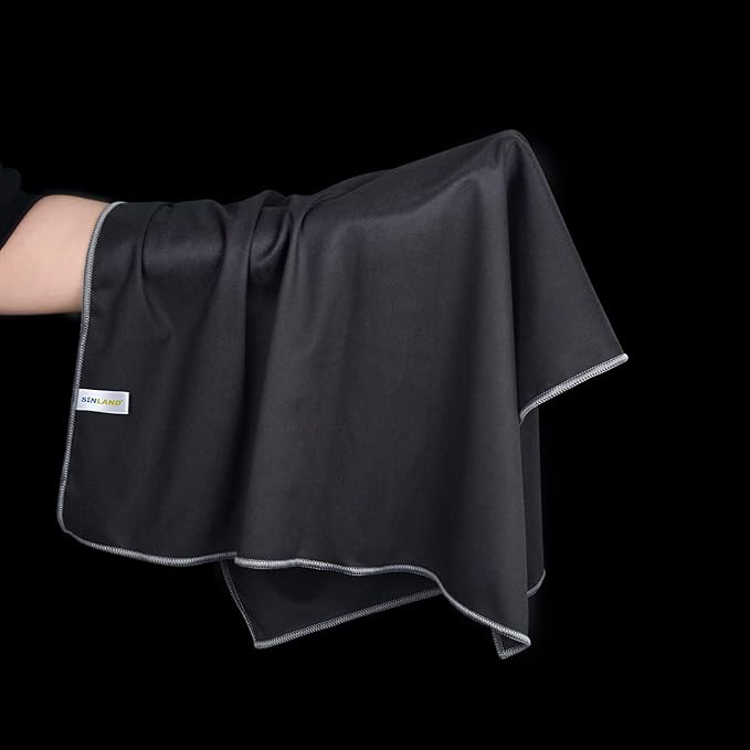 SINLAND Microfiber Glass Polishing Cloths Large Size Thick Lintless Drying Towels for Wine Glasses Stemware Dishes Stainless Appliances 20 Inch X 25 Inch Pack of 2 Black