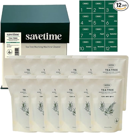 Washing Machine Cleaner – 12-Month Supply, 100ml x 12 Bottles with Monthly Stickers, Plant-Based Drum Cleaner in Premium House Box