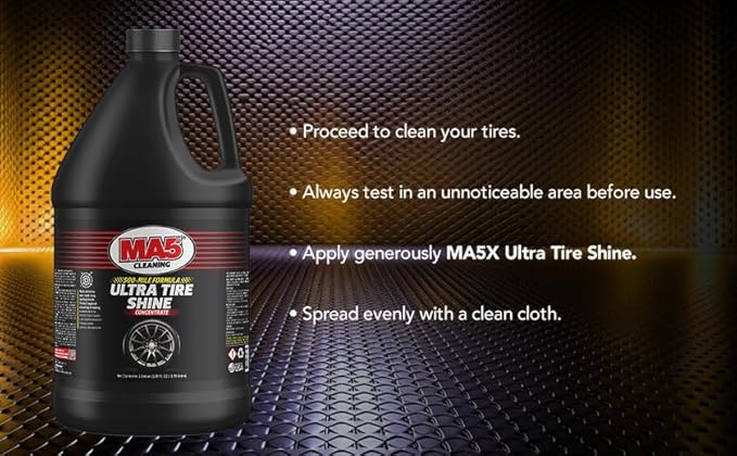 MA5X Ultra Tire Shine | Wet-Look Car Tire Shine Spray & Protectant | Tire Black Finish, No-Sling Formula, Professional Concentrated Shine | Gallon Refill | Pack of 1