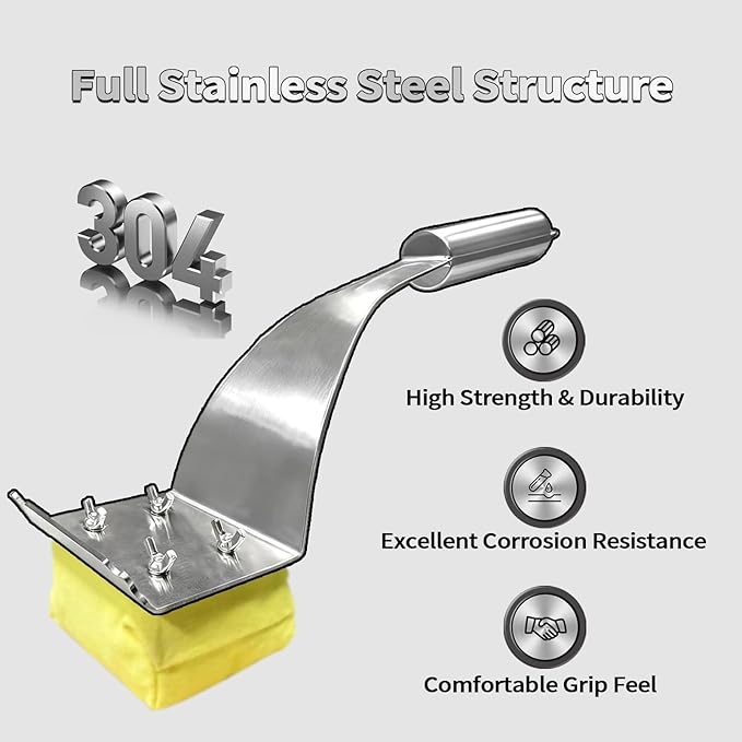 Grill Brush Bristle Free,Steam Cleaning Grill Brush.Stainless Steel Handle and Replaceable Cleaning Head, Secured by Four Wing Nuts for Cast Iron/Stainless-Steel Grates