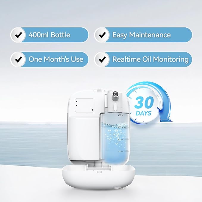 Upgraded Waterless Essential Oil Diffuser, Scent Air Machine for Home Cover Up to 2000 sq.ft, Scent Diffuser 400ML, Hotel and Commercial Use, Cold-Air Tech for Spa, Office