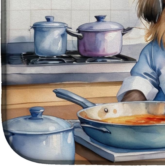 Caroline's Treasures DAC6297DDM Pekingese The Chef Dish Drying Mat Absorbent Dish Drying Mat Pad for Kitchen Counter Dish Drainer Mat for Countertop, 14 x 21", Multicolor
