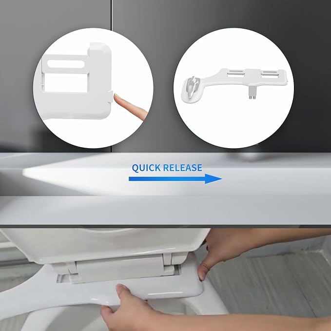 Non-Electric Bidet Attachment for Toilet Seat With LED Light Warm and Cold Water Adjustable Water Pressure, Rear and Feminine Wash, Dual Nozzle, Self-Cleaning