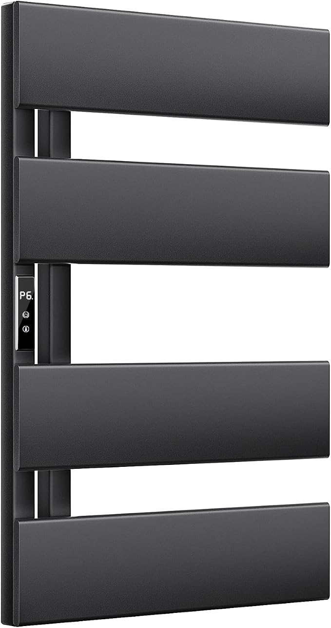 Electric Towel Warmer with Smart LED Timer, Modern [2/3/4] Bar Large Panel Heated Towel Rack, Wall-Mounted Plug-in/Hardwired 2-in-1, Rapid Warmth for Bathrooms, [Matte Black/Alpine White]