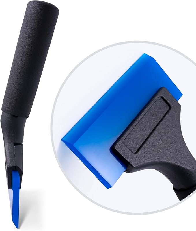 FOSHIO 1 Pack Rubber Water Blade Shower Squeegee Scraper Mirror Glass Wiper Window Cleaner with 7" Long Non-Slip Handle for Bathroom Window Tinting