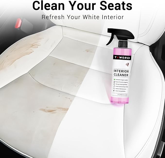 Tesla Seat Cleaner & Stain Remover, Interior Cleaner for White & Black Vegan Leather, Interior Cleaning Kit for Seats, Console, Dash, Model 3, Y, S, X, Cybertruck Accessories