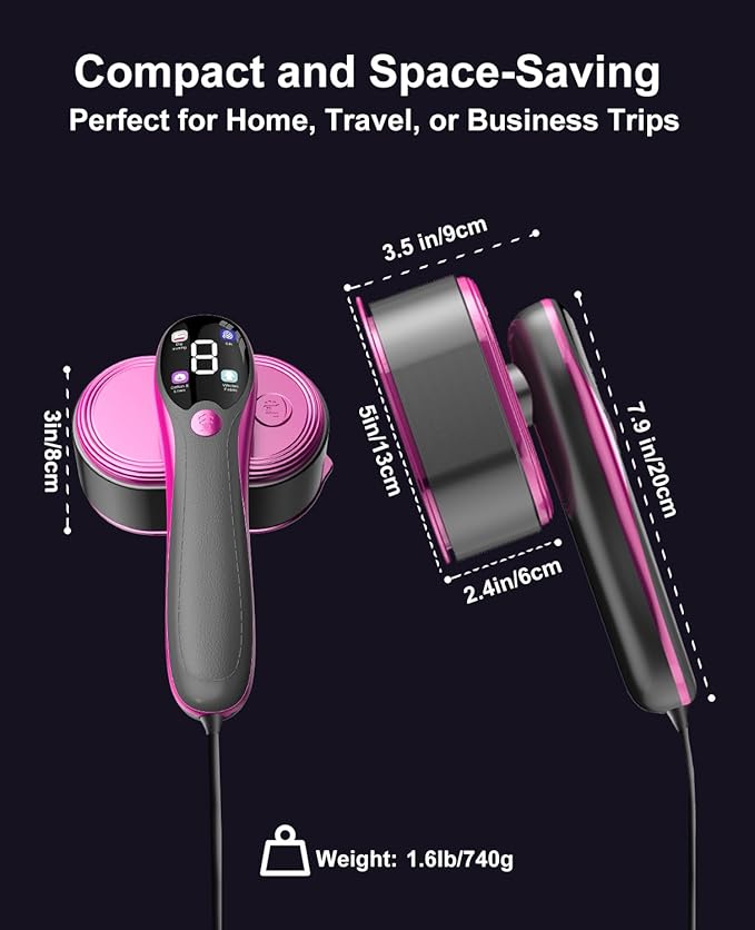 2-in-1 Steamer & Iron for Clothes, Portable Handheld Garment Steamer with LED Display, Large Ceramic Panel Travel Clothes Steamer Iron, 10s Fast Heat-Up All-Fabric Remove Wrinkle (Purple)
