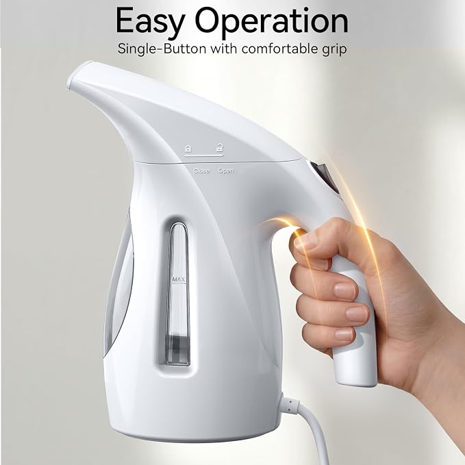 HiLIFE Steamer for Clothes, Portable Handheld Design, 240ml Big Capacity, 700W, Strong Penetrating Steam, Removes Wrinkle, for Home, Office(ONLY FOR 120V) (Pearl White)