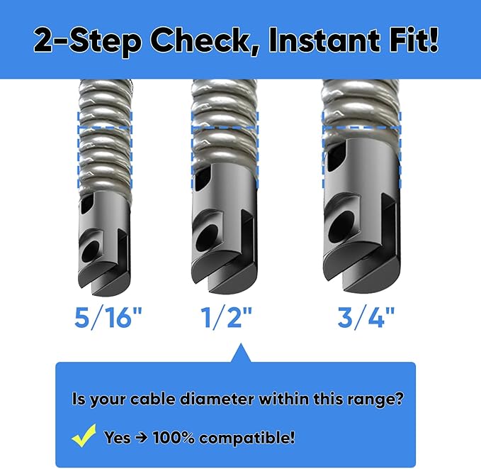 6-Blade Drain Snake Cutter Head (Fits 5/16"-3/4" Cables) – Heavy Duty CNC Steel Root/Grease/Hair Remover with Rustproof Coating, Hex Key & Screws Included