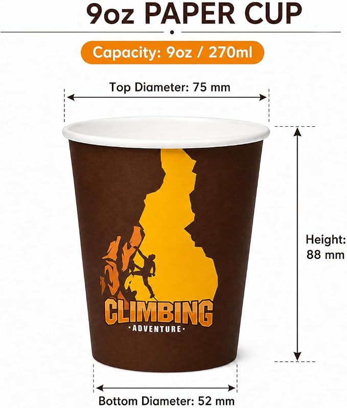 50Pcs Boxing Themed Party Paper Cups Disposable 9oz Paper Cups for for Sports Supplies Decorations Drinking for Birthday Party Favors (50, climbing)