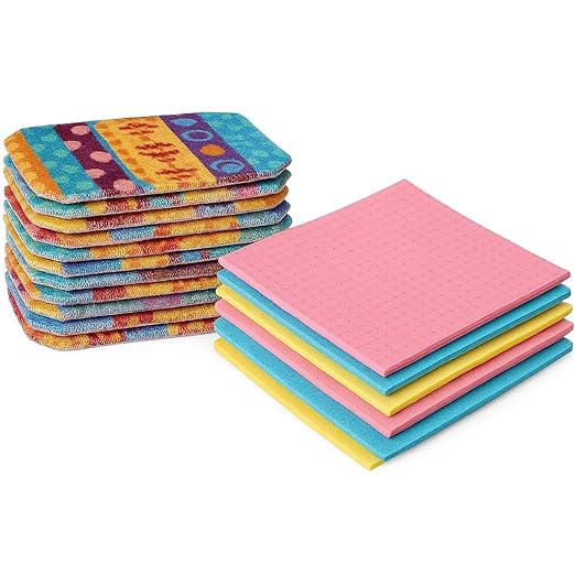 Ultimate Paperless Cleaning Kit – 12 Reusable Scrub Pads + 12 Swedish Dishcloths for a Zero-Waste Kitchen